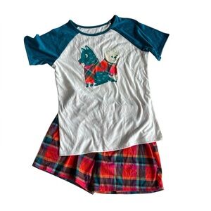 Cat & Jack Graphic T-Shirt & Boxer Plaid Pajama 2 Pieces Set Short Sleepwear